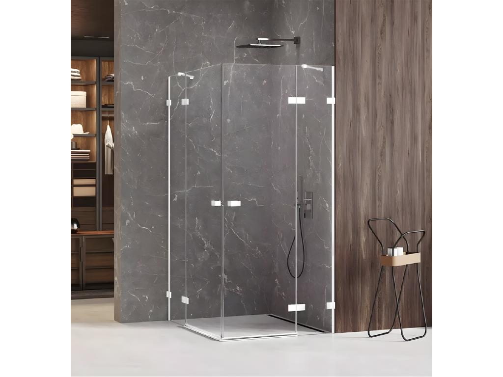 Cabine de douche 120x80cm 2 portes pivotantes Cosymeub BLANC blanc accès d'angle ZDMV13781