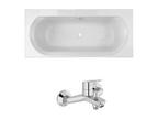 Pack baignoire droite 180x80 Cosymeub mitigeur bain douche chromé vidage UMED89742