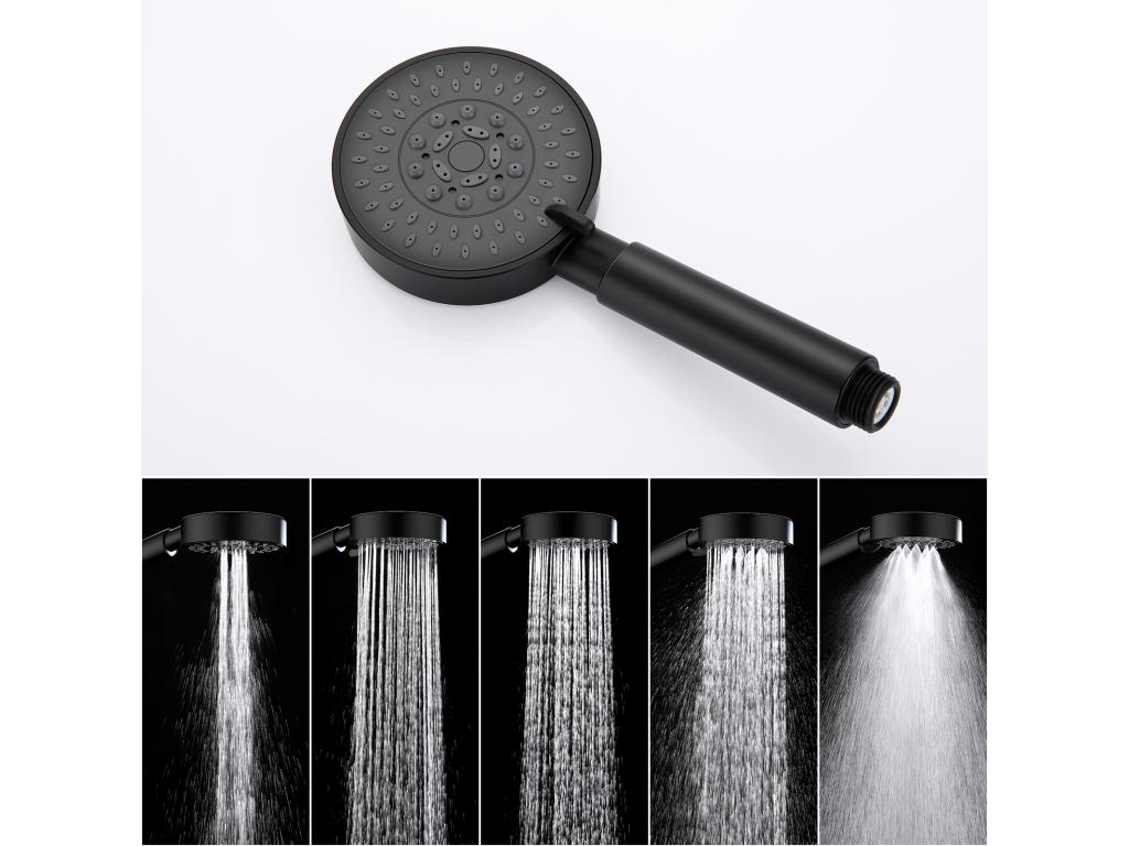 Cosymeub Mitigeur Baignoire Noir Robinet Baignoire avec Douchette 5 Jets/Flexible de Douche 1.5m Support Mitigeur monocommande Douche Murale ZFCN83322