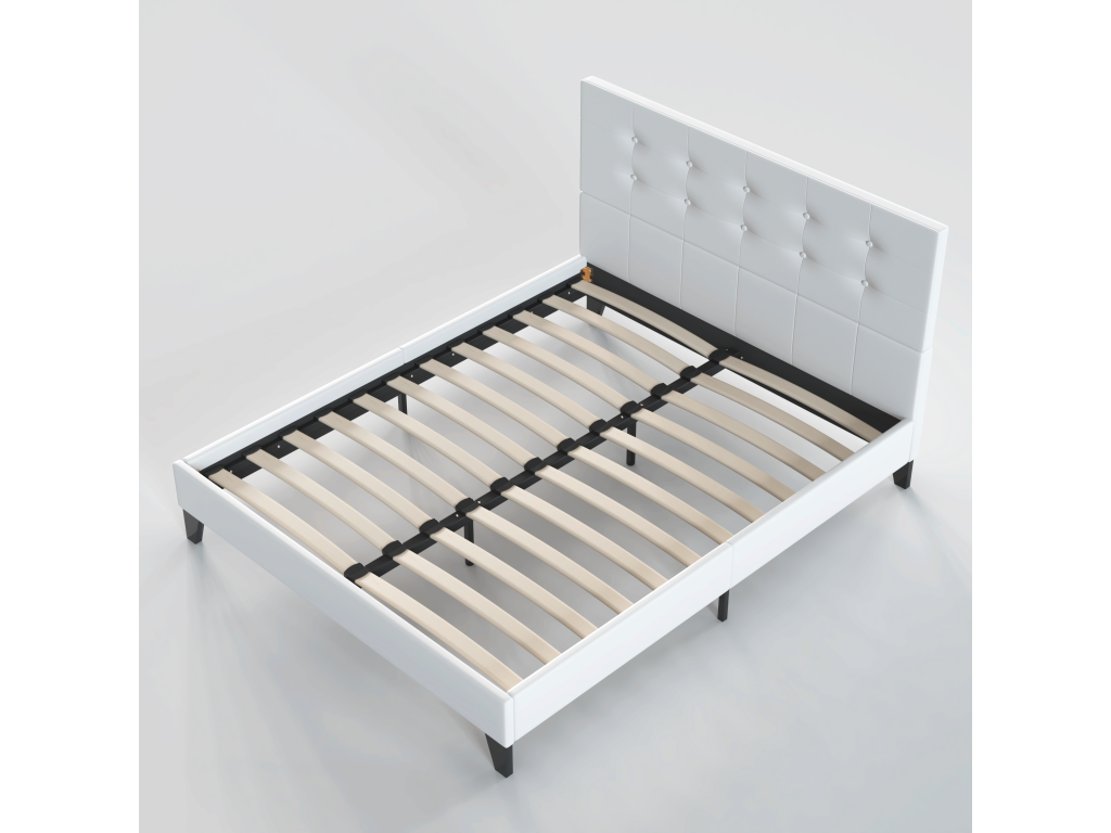 Lit 120x190 cm avec tête de lit boutonnée couleur blanc TRVU30917