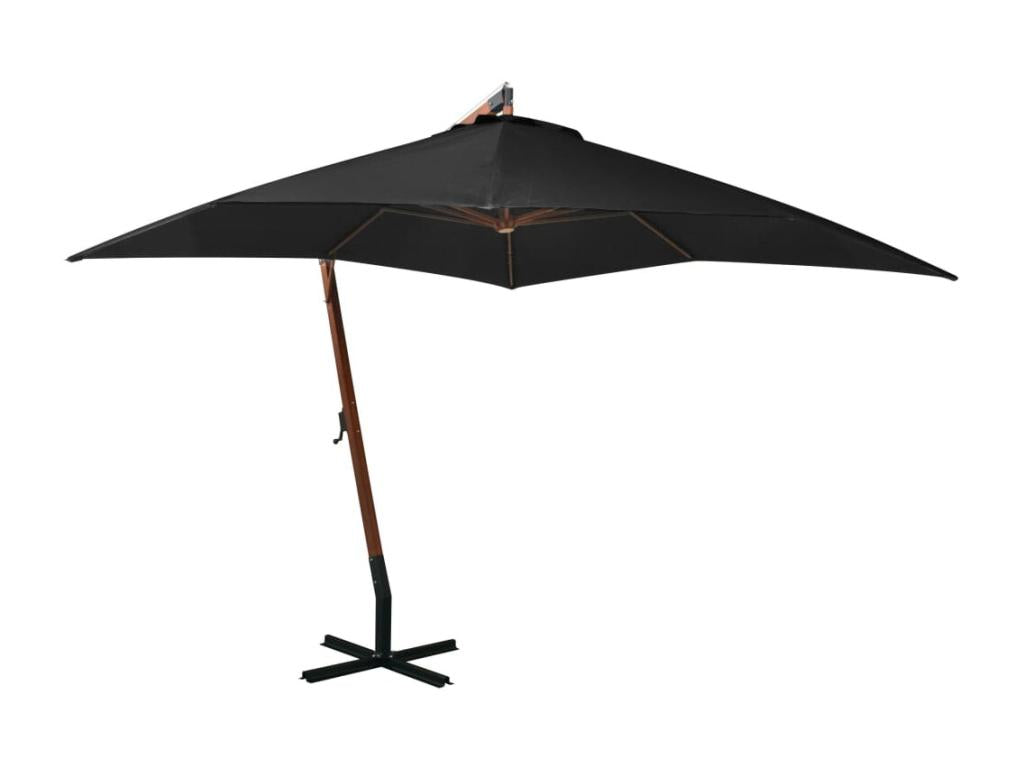 Parasol suspendu avec mât Noir 3x3 m Massif Bois de sapin YQCF76407