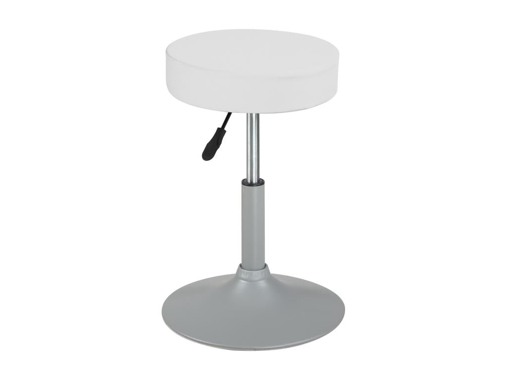 Tabouret de travail simili cuir rond rembourré pivotant hauteur réglable 43 à 57 cm YU blanc gris VXRU15657