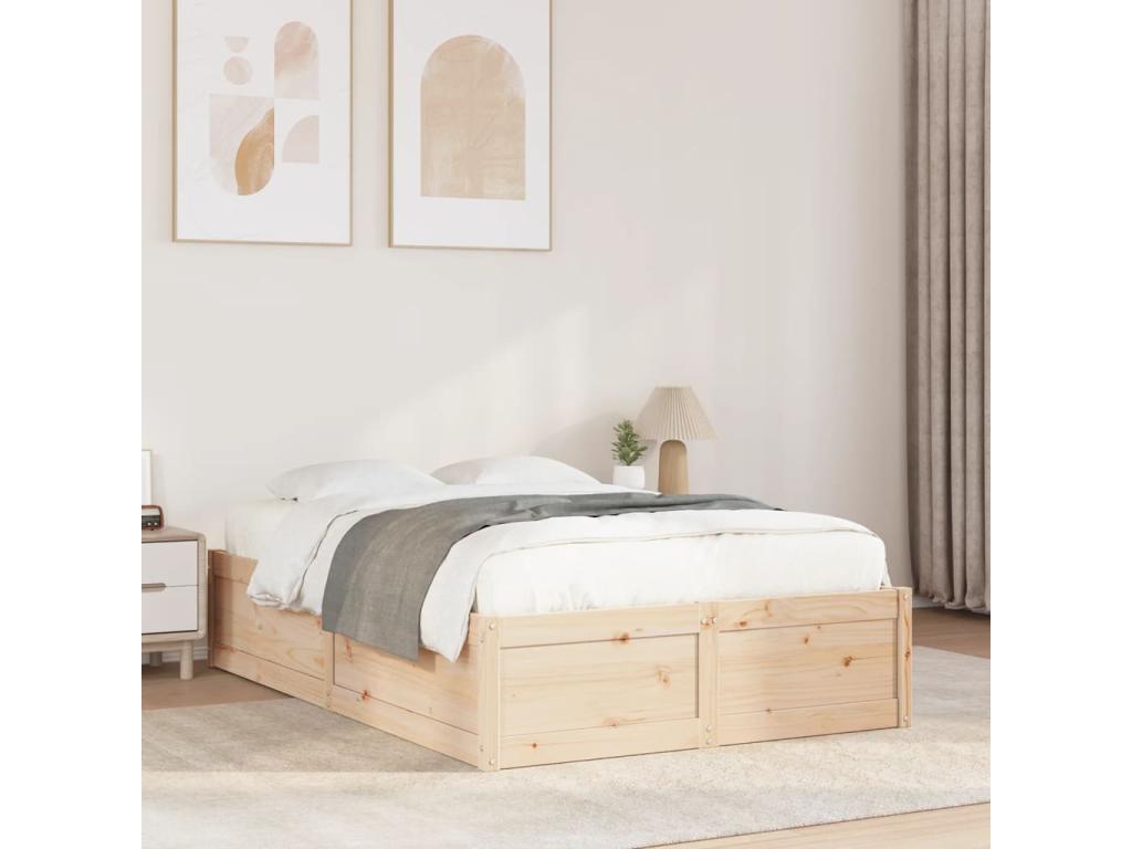 Cadre de lit sans matelas 135x190 cm bois de pin massif IKQQ92136