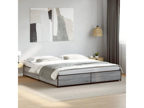 Cadre de lit Cosymeub gris 200x200 bois d'ingénierie et métal DCUL35593