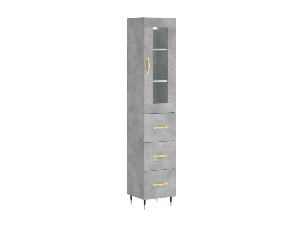Buffet haut Gris béton 34,5x34x180 cm Bois d'ingénierie BBFN99265