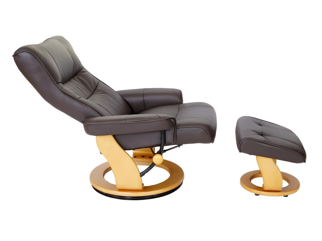 Fauteuil Cosymeub Edmonton avec pouf marron nature IHKF98434