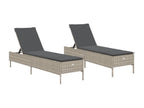 Chaises longues avec coussins lot de 2 gris résine tressée XWHY49302