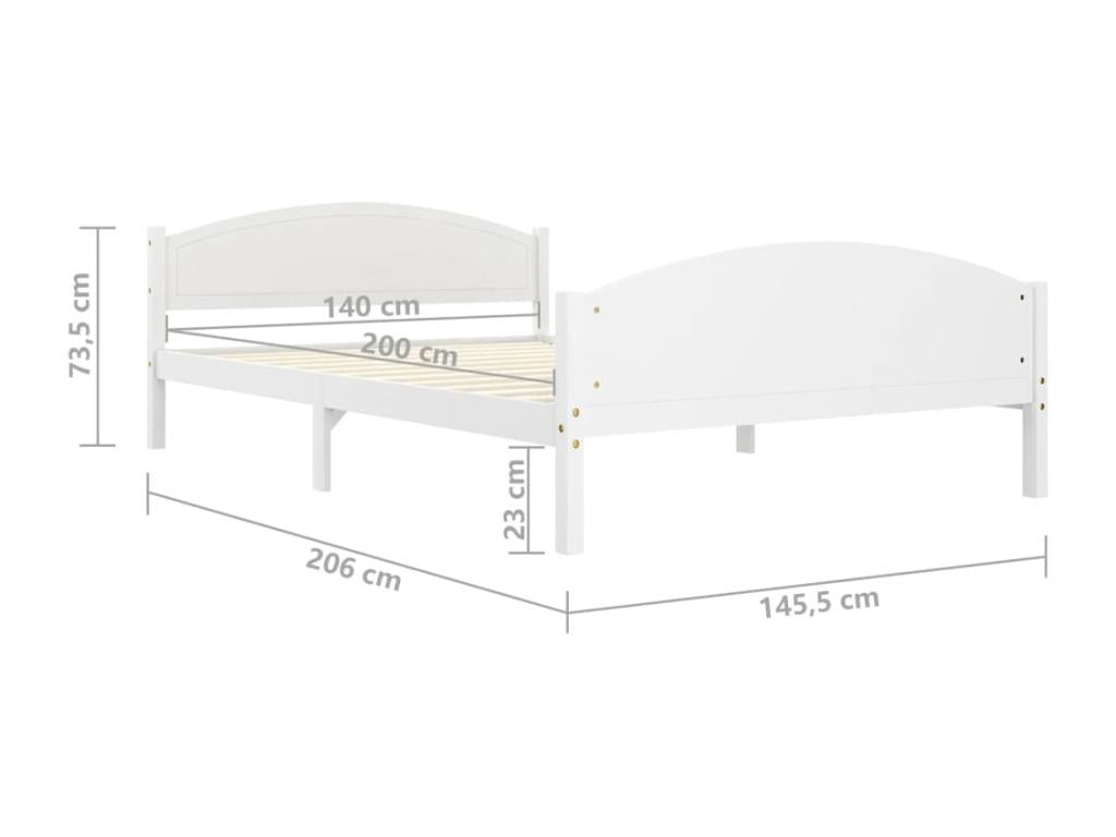 Lit Blanc Bois de pin massif 140x200 4 AVBP30912