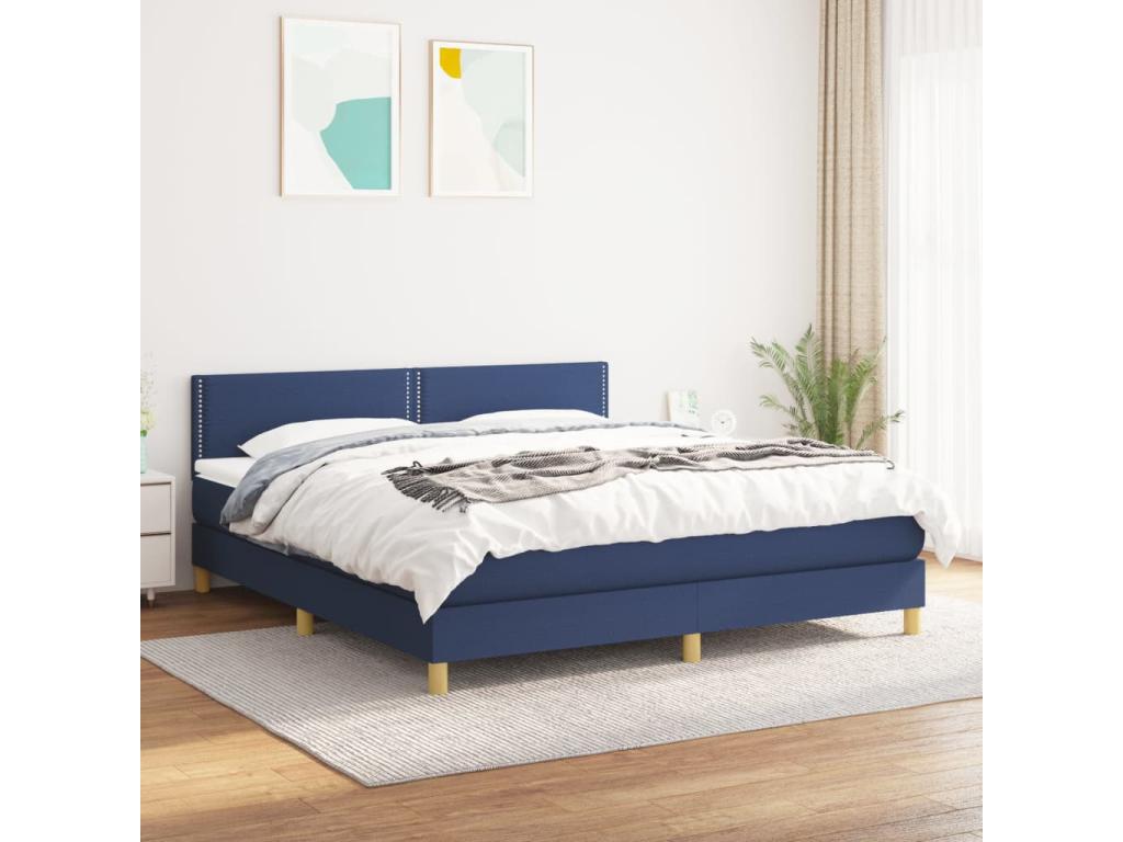 Sommier à Cosymeub de lit avec matelas Bleu 160x200 cm Tissu EBUJ73856