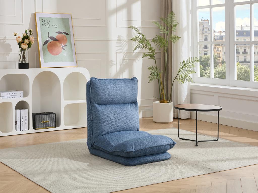 Fauteuil paresseux convertible réglable en tissu chiné bleu Cosymeub WBNA05869