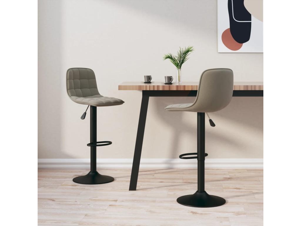 Tabourets de bar lot de 2 gris clair velours KGCN43500
