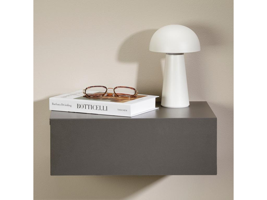 Chevet suspendu Cosymeub étagère murale avec 1 tiroir sans poignée en bois gris mat UXOK63636