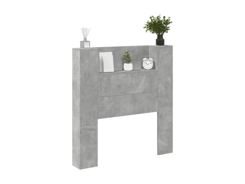 Armoire tête de lit avec LED gris béton 100x16.5x103.5 cm SYFB60441