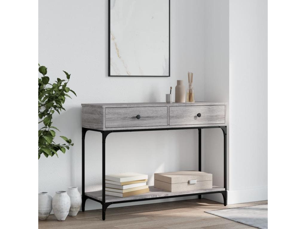 Table console Cosymeub gris 100x34,5x75 cm bois d'ingénierie LSYN09709