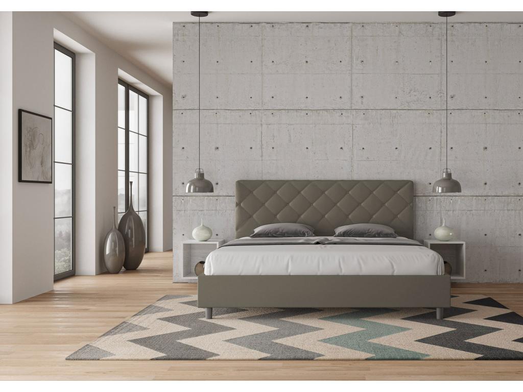 Lit Cosymeub taille avec sommier rembourrée 200x210 similicuir cappuccino Cosymeub GJWL73969