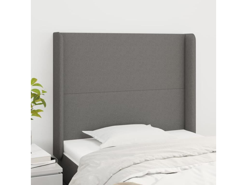 Tête de lit avec oreilles Gris foncé 83x16x118/128 cm Tissu UWCL23497