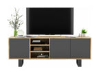 Meuble TV avec 3 portes et 1 niches - carcasse chêne Cosymeub façades graphite mat - 150 cm pieds en métal LHKP66624