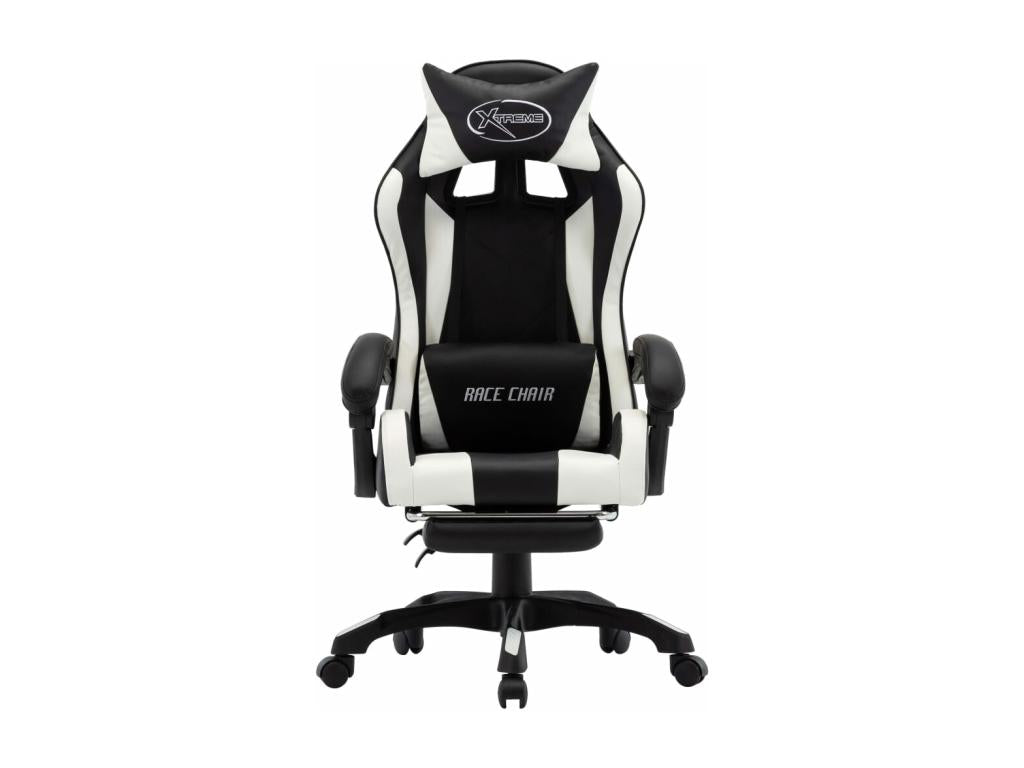 Chaise fauteuil siège pivotante cuir blanc 64x65x119 cm 02 0024222 GKHB13419