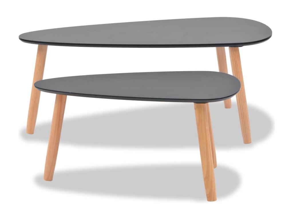 Ensemble de tables basses 2 pcs Bois de pin massif Noir GETJ58243