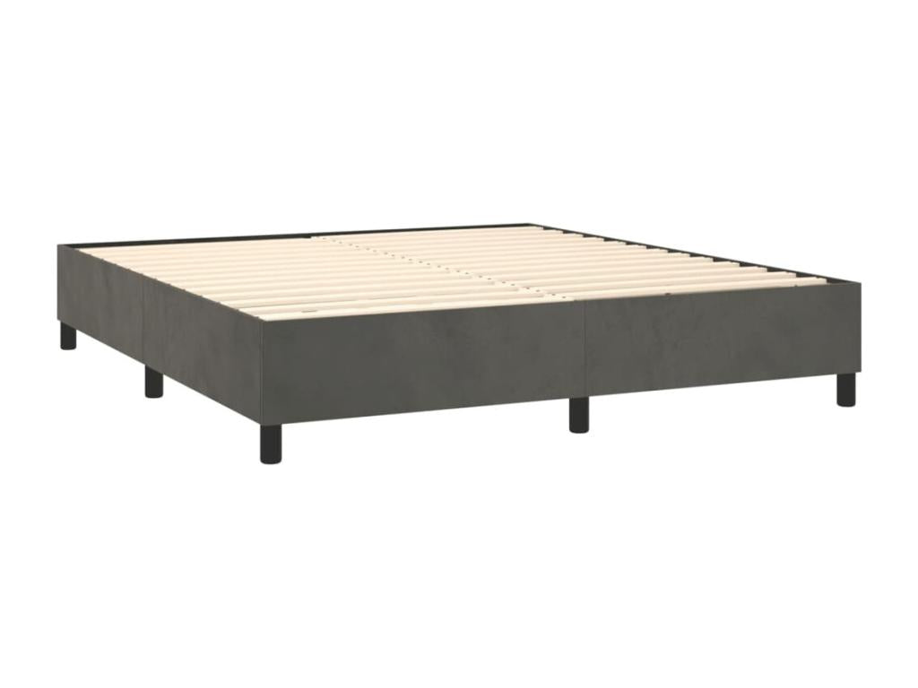 Lit à sommier tapissier et matelas Gris foncé 200x200cm Velours MEKL11451