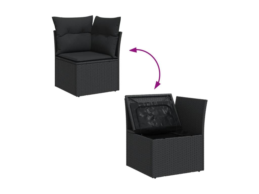 Salon de jardin 12 pcs avec coussins noir résine tressée KGDH40536