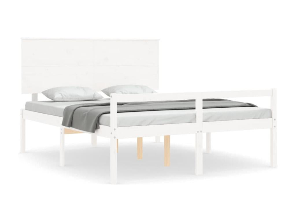 Lit pour personne âgée et tête de lit très grand bois massif ECYE76036