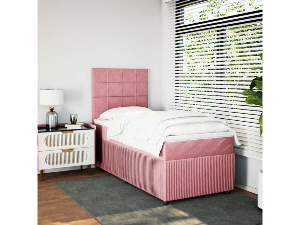 Sommier à Cosymeub de lit avec matelas Rose 100x200 cm Velours BOLE85109
