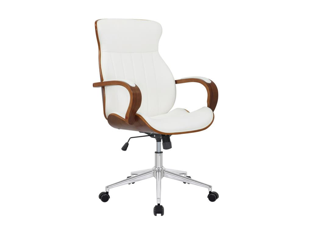 Chaise de bureau - Similicuir / Métal chromé - Noyer / Blanc - Cosymeub YFHI37542