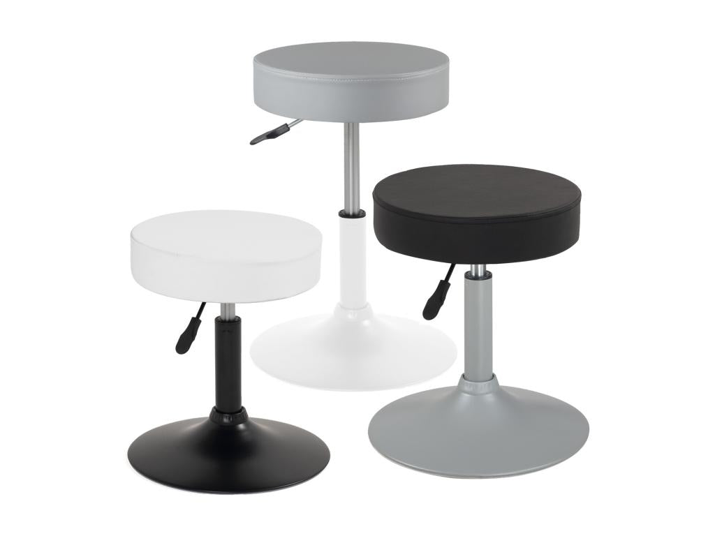 Tabouret de travail simili cuir rond rembourré pivotant hauteur réglable 43 à 57 cm YU blanc gris VXRU15657