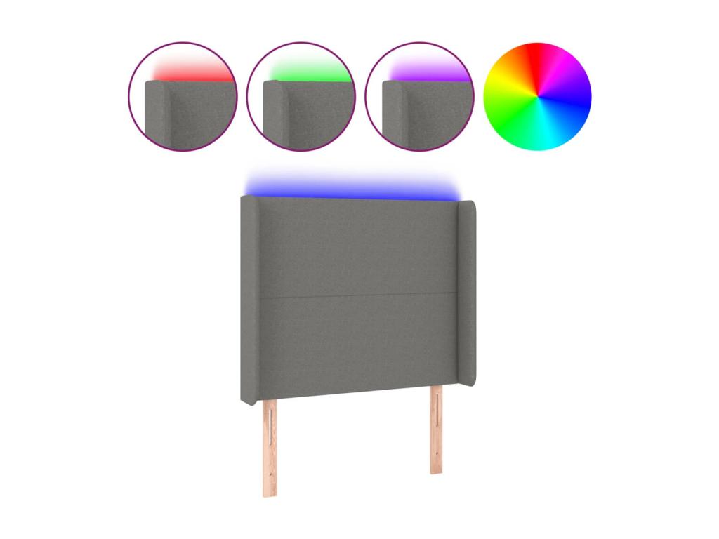 Tête de lit à LED Noir 103x16x118/128 cm Tissu EVOP37400