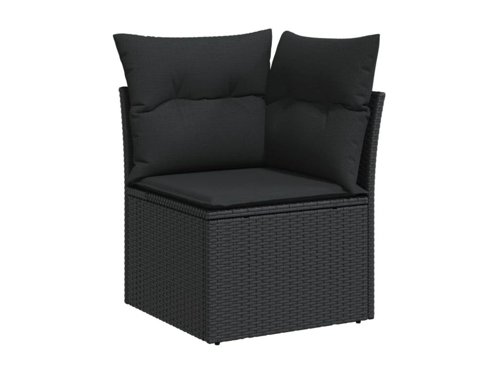 Salon de jardin 9 pcs avec coussins noir résine tressée QZIZ90682