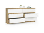 Grande Commode pour le salon Artigeo K160 Chêne Artigeo 160 cm 6 tiroirs façade Blanche 160x40x77 cm IMHT78653