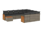 Salon de jardin 11 pcs avec coussins gris résine tressée WCQV17268