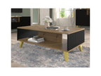 Table basse avec pieds dorés Cosymeub - Beige/Noir - L 90 xl 60 cm ZGQA54929