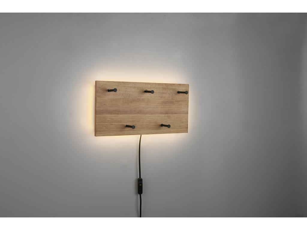 Cosymeub - Panneau d´accrochage mural avec crochets et bande LED - Naturel/Noir - 40x20x29.2cm JXHK82389