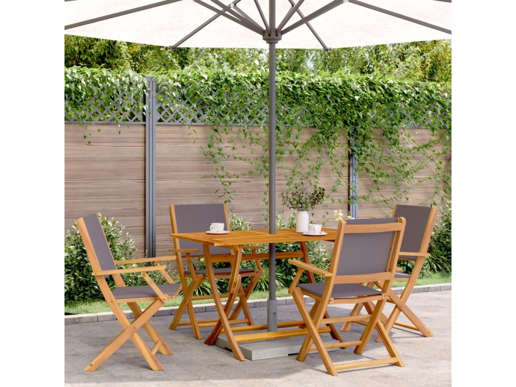 Chaises de jardin pliantes lot de 4 tissu et bois massif CYEJ45393