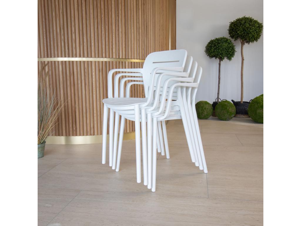 Cosymeub Home - Lot De 4 Fauteuils De Table Blanc Exterieur En Polypropylène UGMQ86279