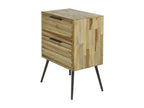 Table de chevet moderne 2 tiroirs en teck recyclé Cosymeub UMZL87016