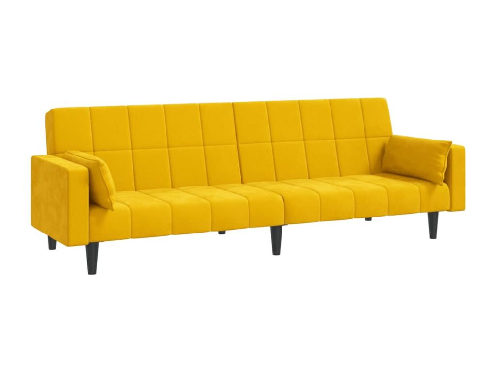 Canapé-lit à 2 places avec deux oreillers Jaune Velours DNRW58163
