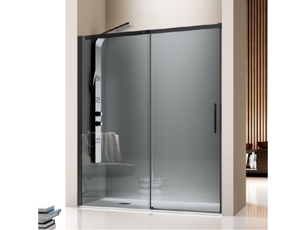 Paroi de douche fixe Porte coulissante Cosymeub profil noir mat verre fumé 105 cm Sans paroi latérale ZPIG86304