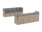 Salon de jardin avec coussins 9 pcs beige résine tressée PTPO58720