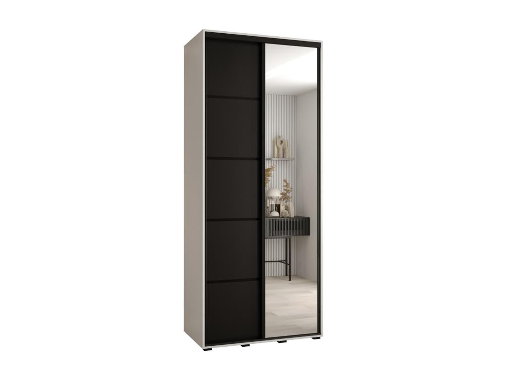 ARMOIRE Cosymeub 5 À PORTES COULISSANTES 235.2/110/60 2 portes Blanc/Noir/Noir WGQJ50078