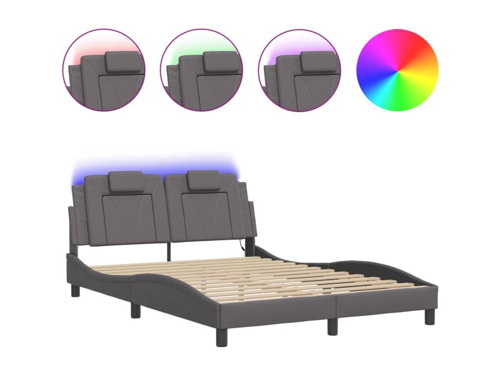 Cadre de lit avec Cosymeubères LED gris 120x200 cm similicuir ETKC04216