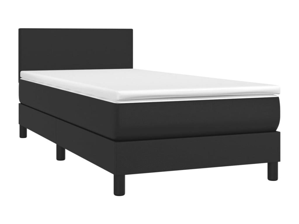 Sommier tapissier avec matelas et LED Noir 90x190 cm Similicuir UZDK78120