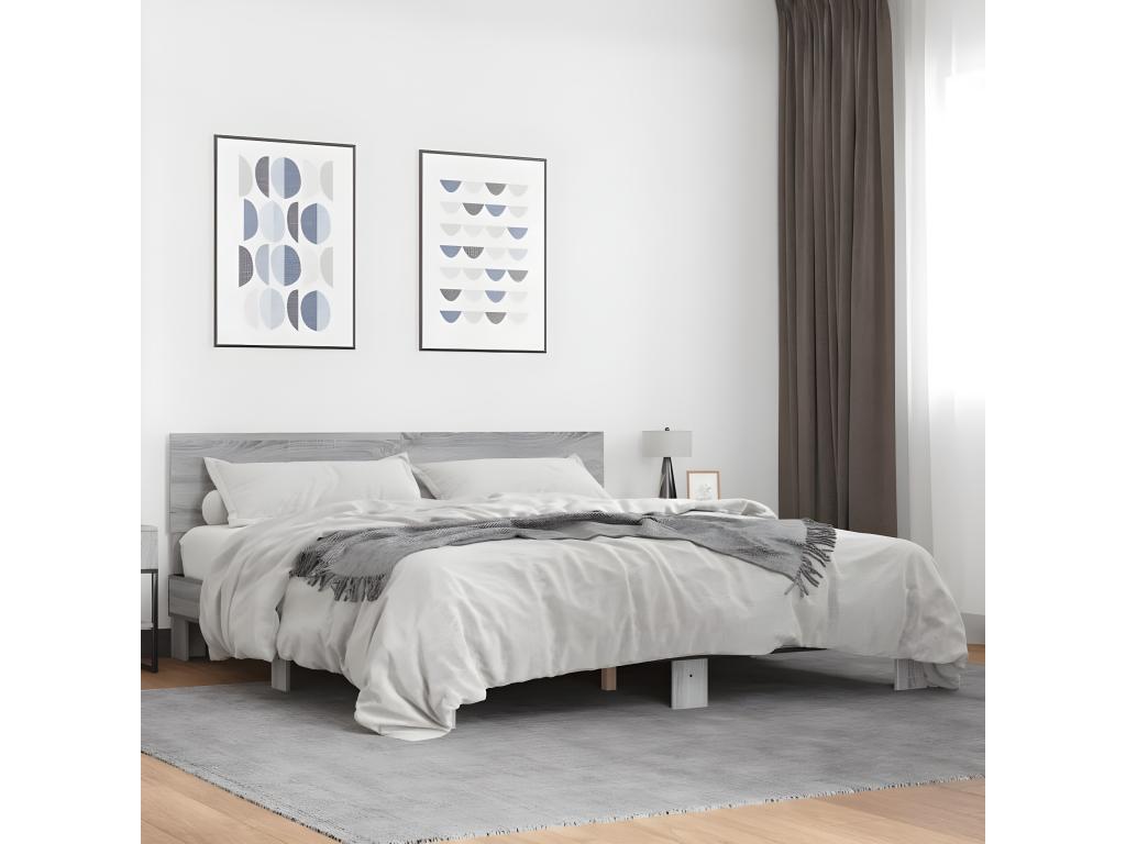 Cadre de lit sans matelas Cosymeub gris 200x200 cm TNFF64529