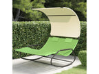 Chaise longue double à bascule avec auvent Vert et crème MIBY50747