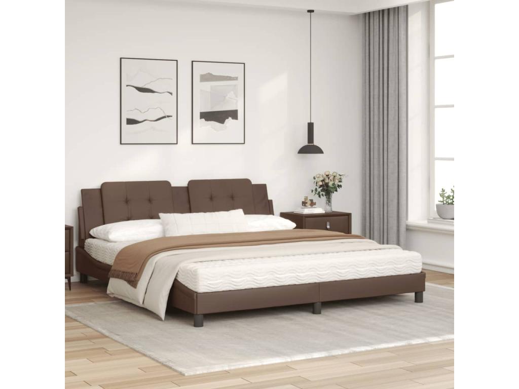 Lit avec matelas marron 180x200 cm similicuir AFWZ76843
