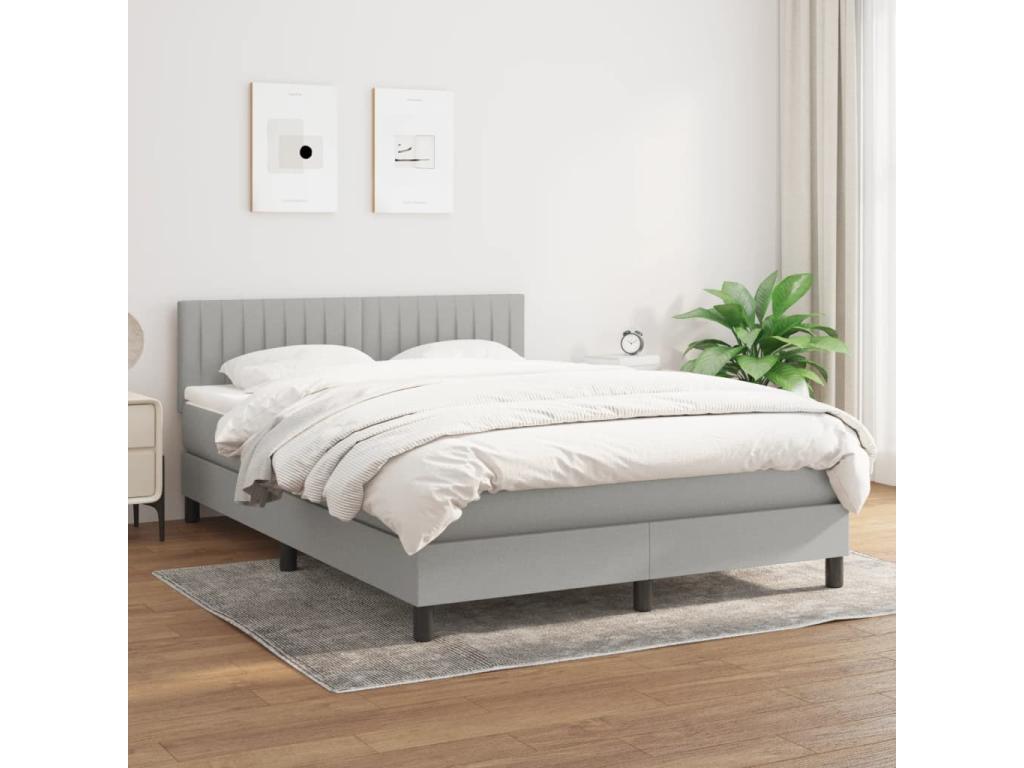 Sommier à Cosymeub de lit avec matelas Gris clair 140x190cm Tissu OQAO26421