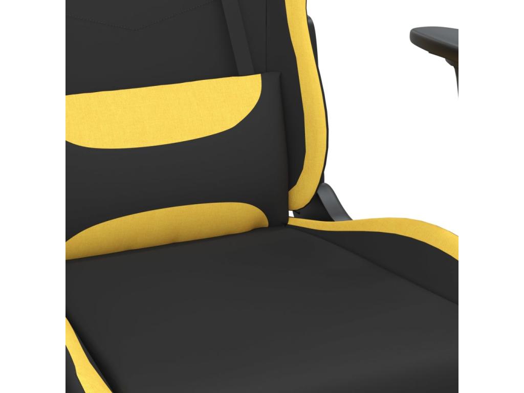 Chaise de jeu de massage avec repos-pied Noir et jaune Tissu KRKC19839