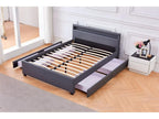 Lit adulte 160x200 cm tiroirs et led gris sommier inclus KDIP35194